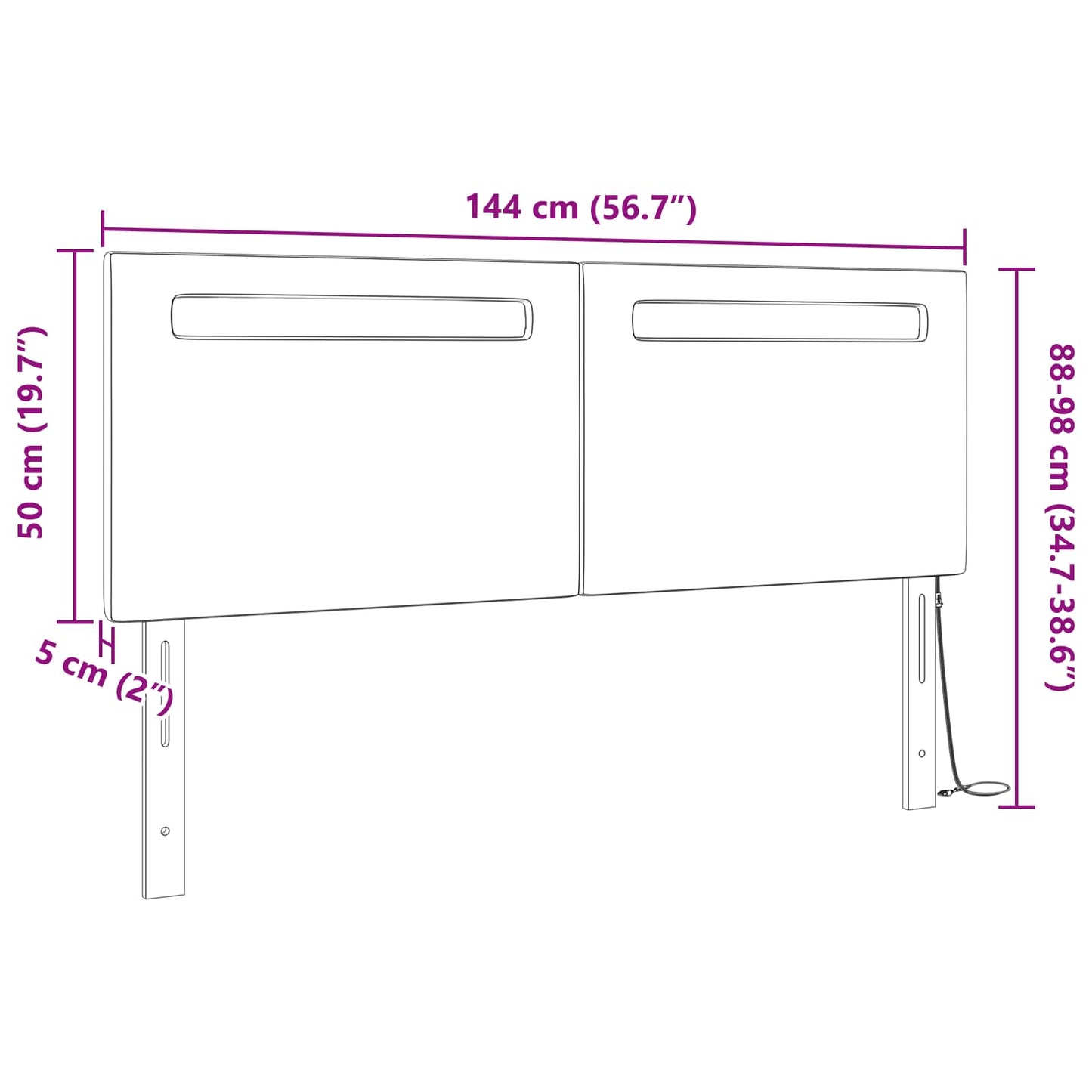 LED Hoofdbord Cappuccino 144 cm Nep Leer