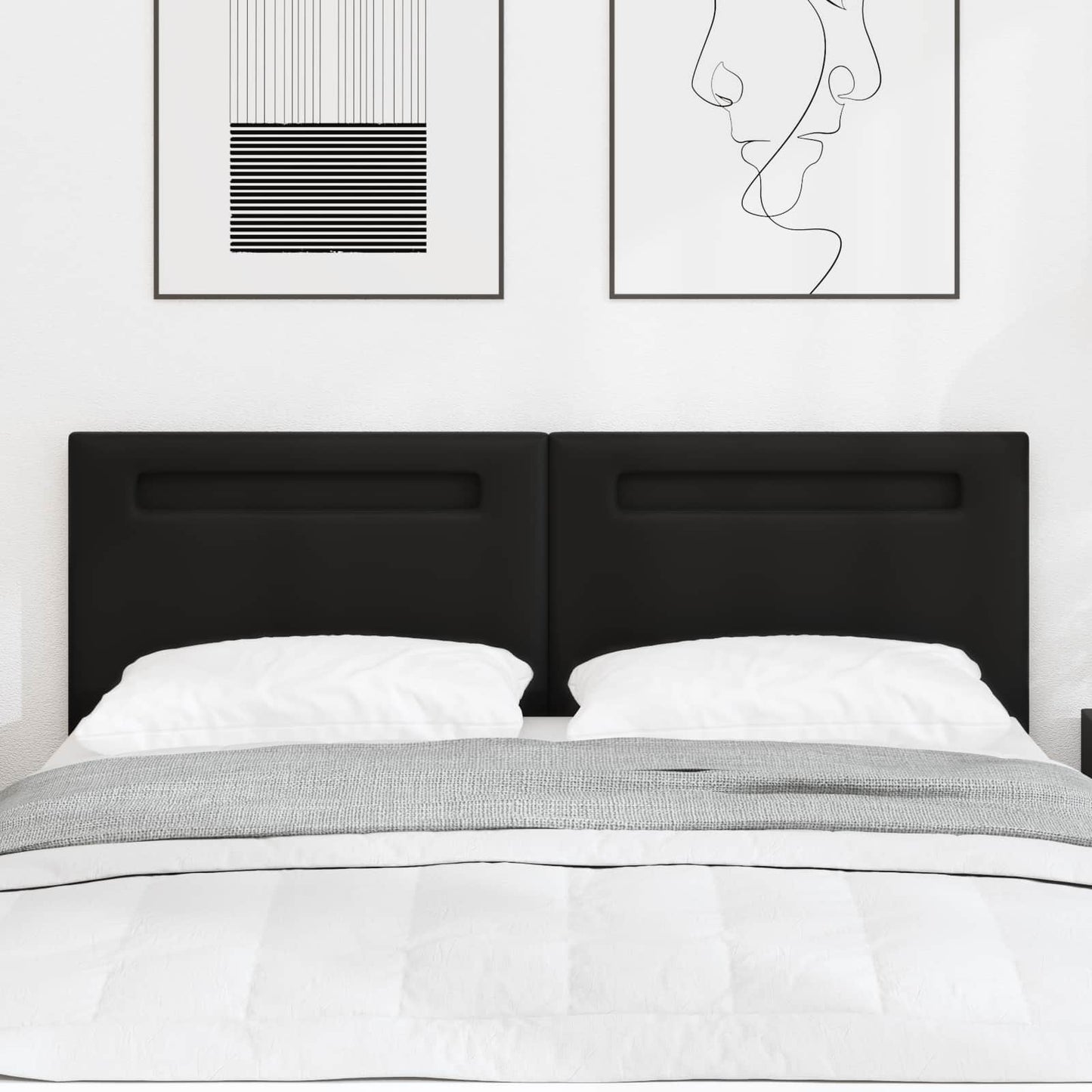 LED Hoofdbord Zwart 160 cm Nep Leer