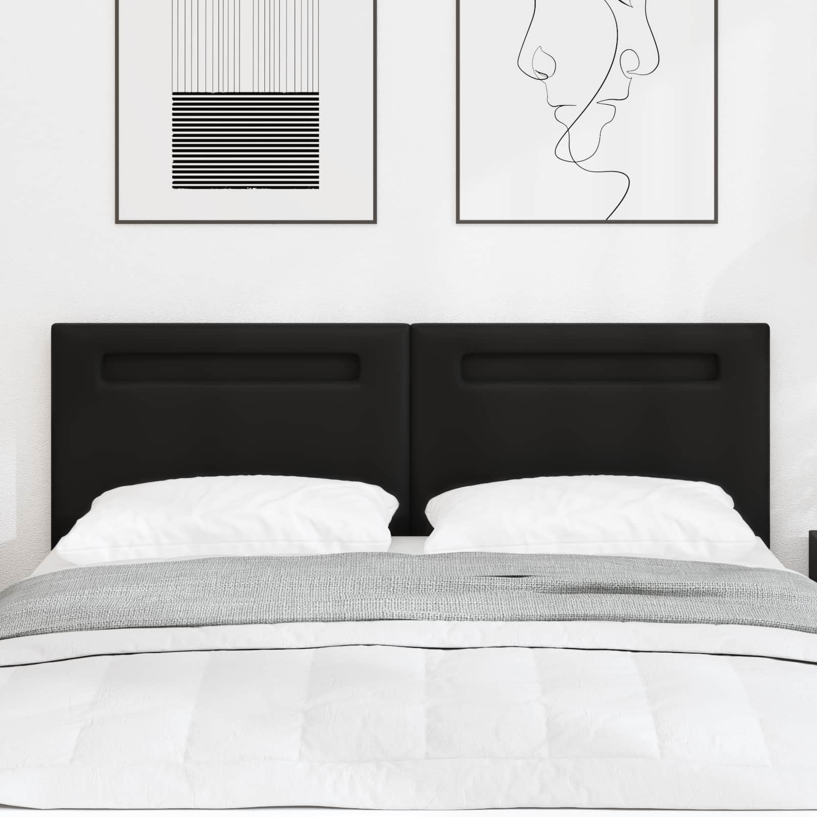 LED Hoofdbord Zwart 160 cm Nep Leer
