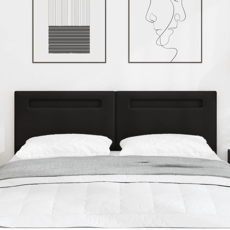 LED Hoofdbord Zwart 160 cm Nep Leer