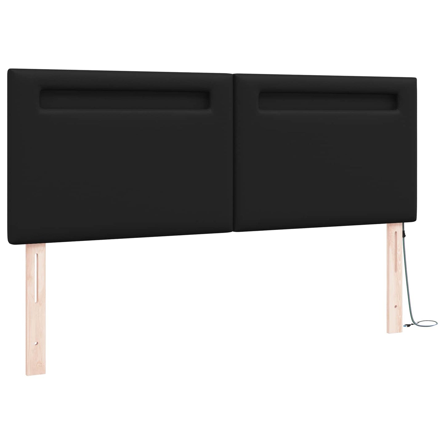 LED Hoofdbord Zwart 160 cm Nep Leer