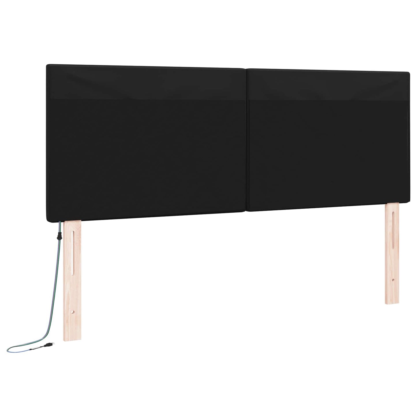 LED Hoofdbord Zwart 160 cm Nep Leer