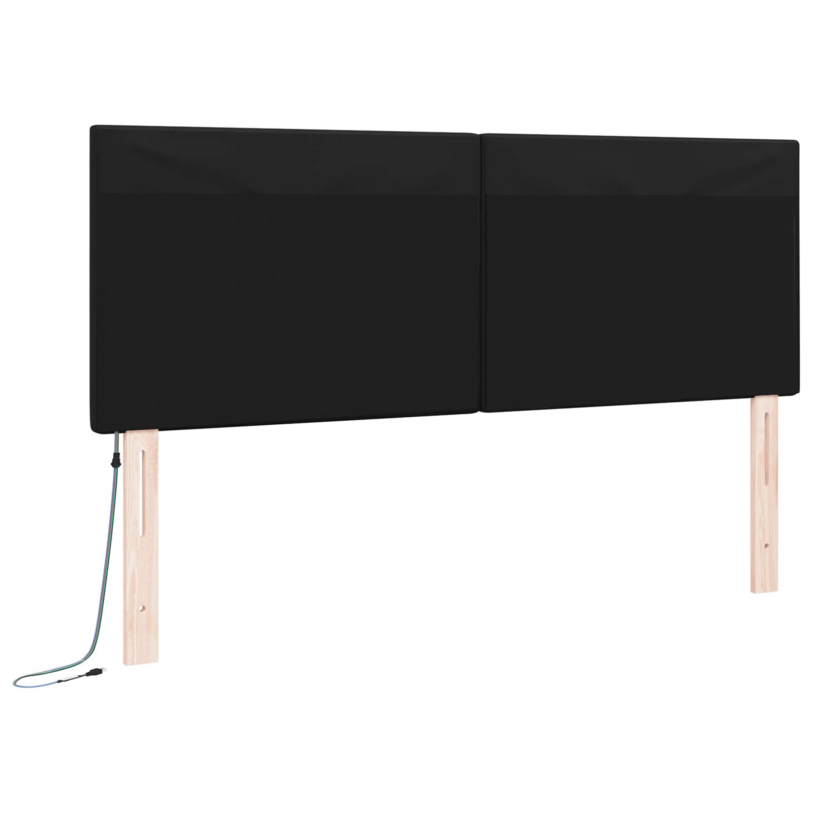 LED Hoofdbord Zwart 160 cm Nep Leer