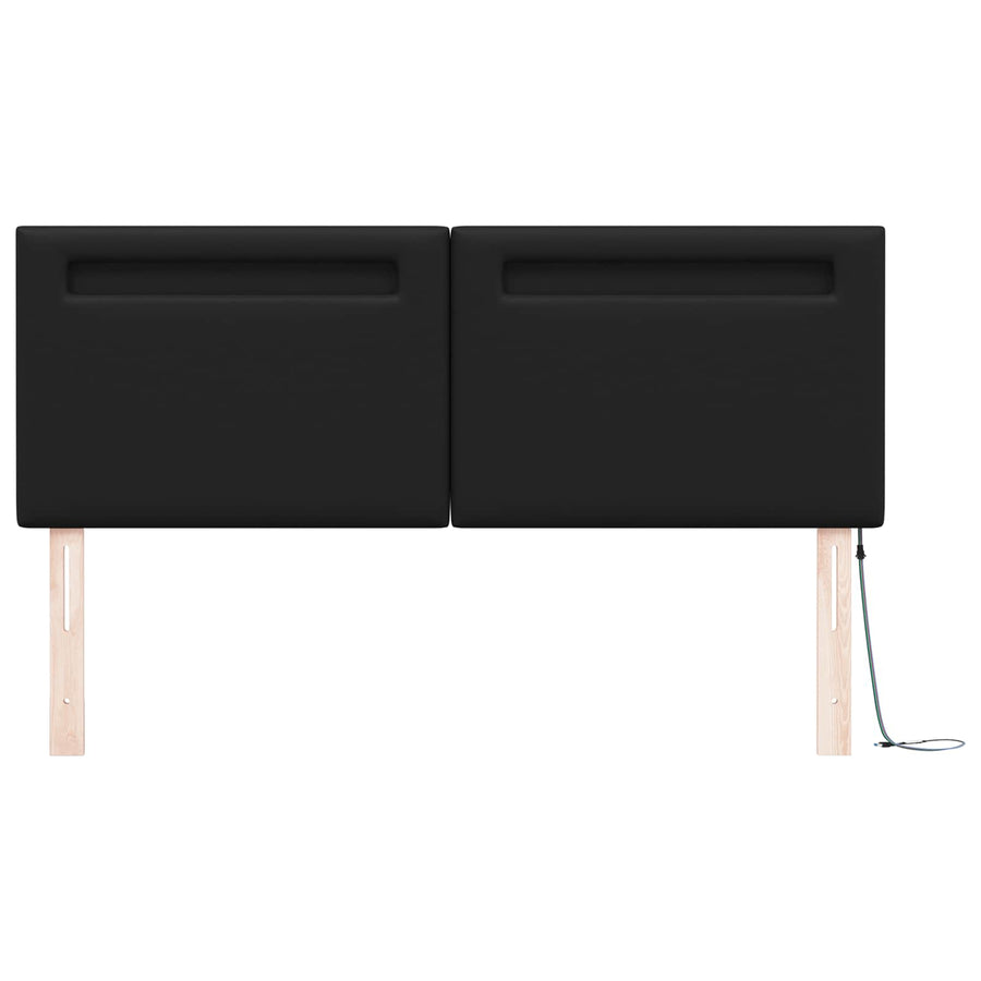 LED Hoofdbord Zwart 160 cm Nep Leer