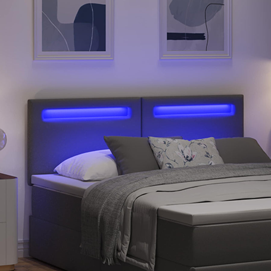 LED Hoofdbord Grijs 160 cm Nep Leer