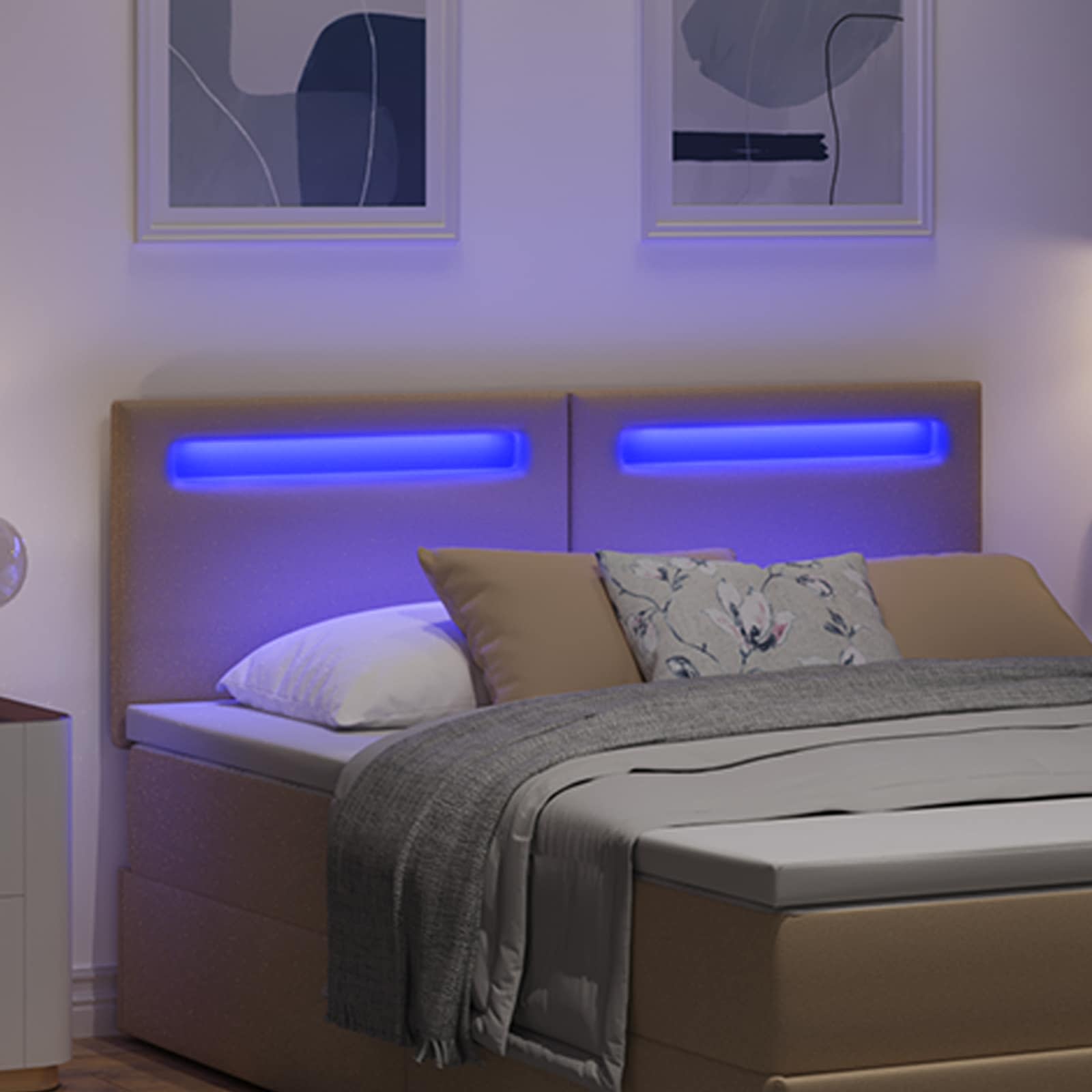 LED Hoofdbord Cappuccino 160 cm Nep Leer