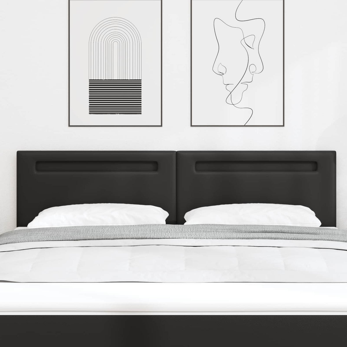 LED Hoofdbord Zwart 180 cm Nep Leer