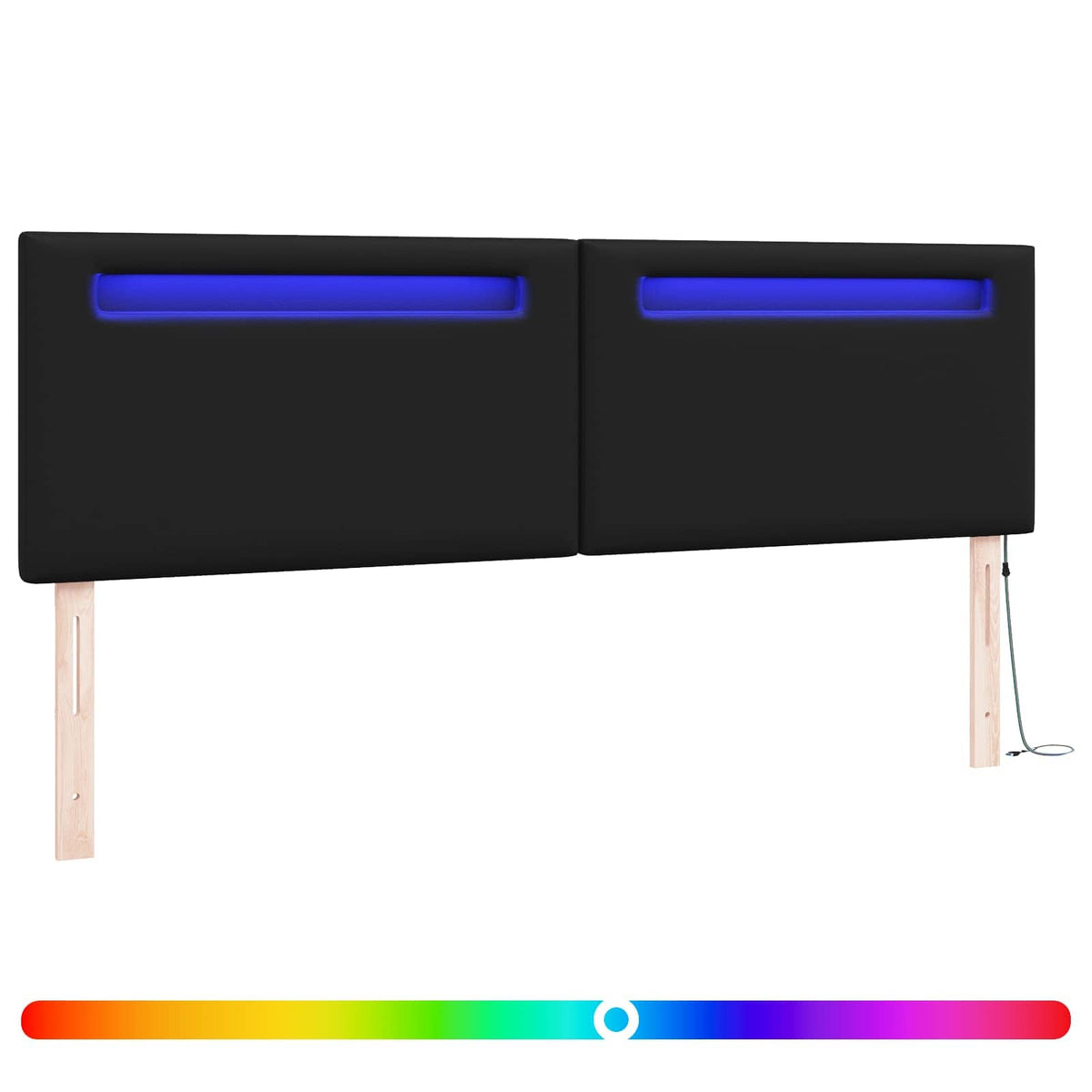 LED Hoofdbord Zwart 180 cm Nep Leer