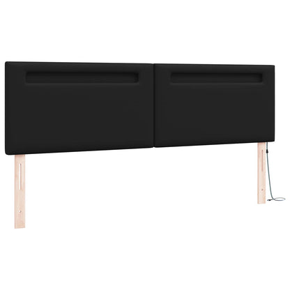 LED Hoofdbord Zwart 180 cm Nep Leer