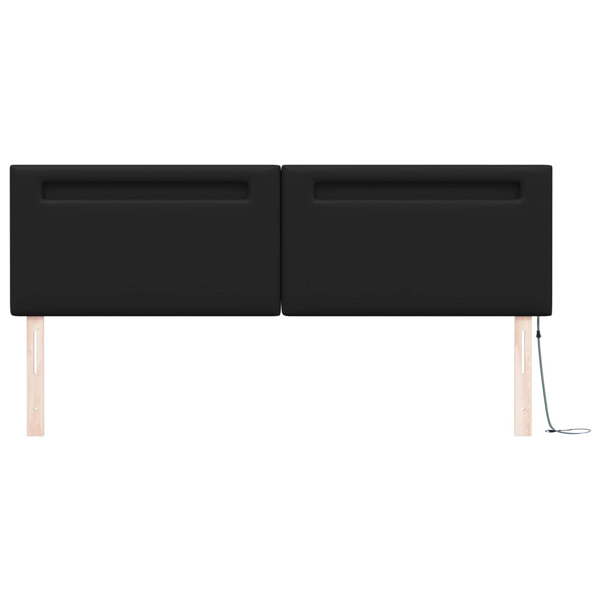LED Hoofdbord Zwart 180 cm Nep Leer
