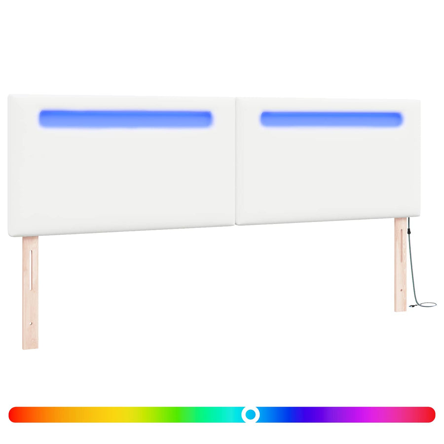 LED Hoofdbord Wit 180 cm Nep Leer