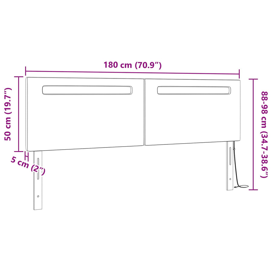 LED Hoofdbord Wit 180 cm Nep Leer