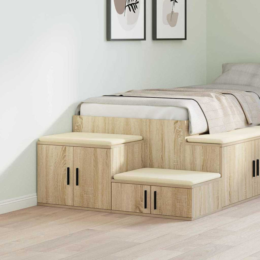 Opbergkast 2 pcs Sonoma Eiken 127 x 41 x 40 cm Bewerkt hout
