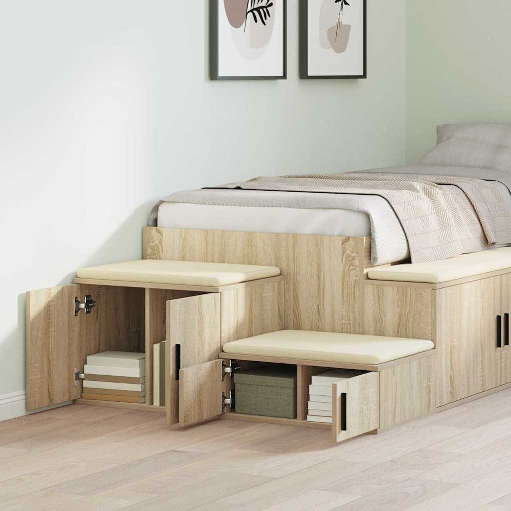 Opbergkast 2 pcs Sonoma Eiken 127 x 41 x 40 cm Bewerkt hout