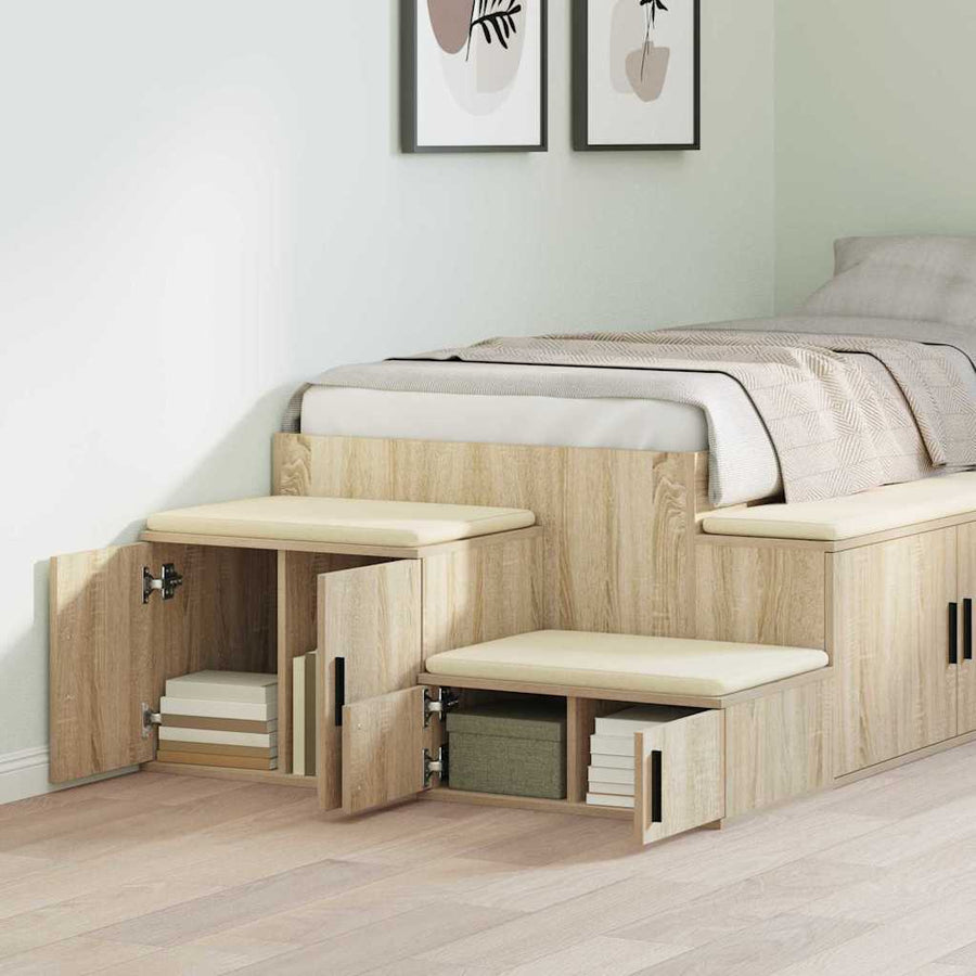 Opbergkast 2 pcs Sonoma Eiken 127 x 41 x 40 cm Bewerkt hout