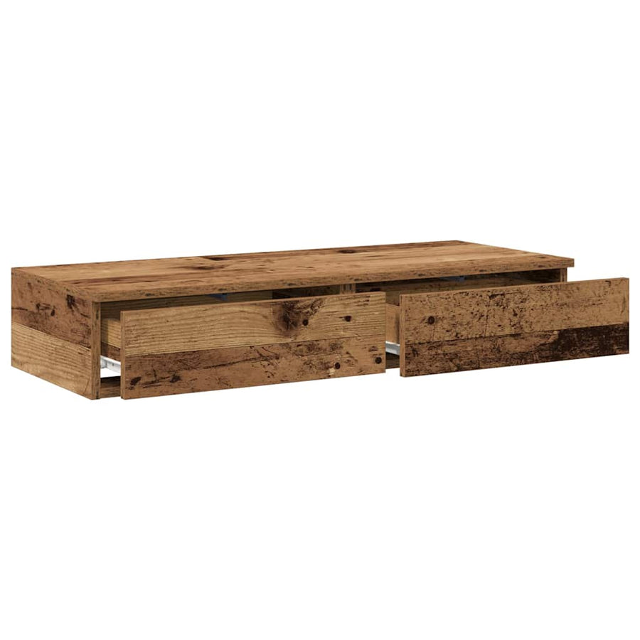 Bedlades met lade Oudhout 100 x 36,5 x 16,5 cm Bewerkt hout