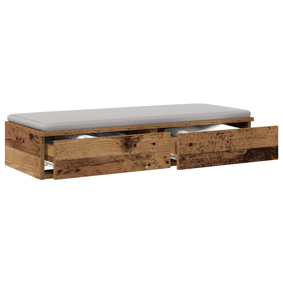 Bedlades met lade Oudhout 100 x 36,5 x 16,5 cm Bewerkt hout
