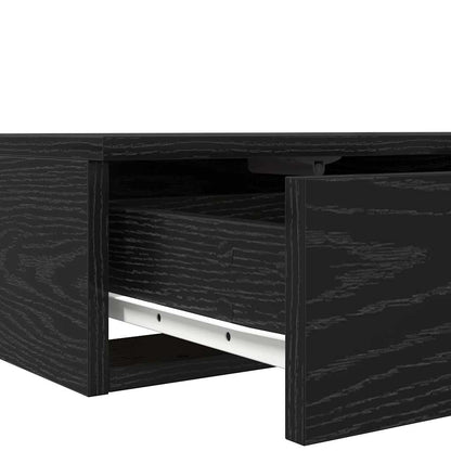 Bedlades met lade Zwart Eiken 80 x 36,5 x 16,5 cm Bewerkt hout