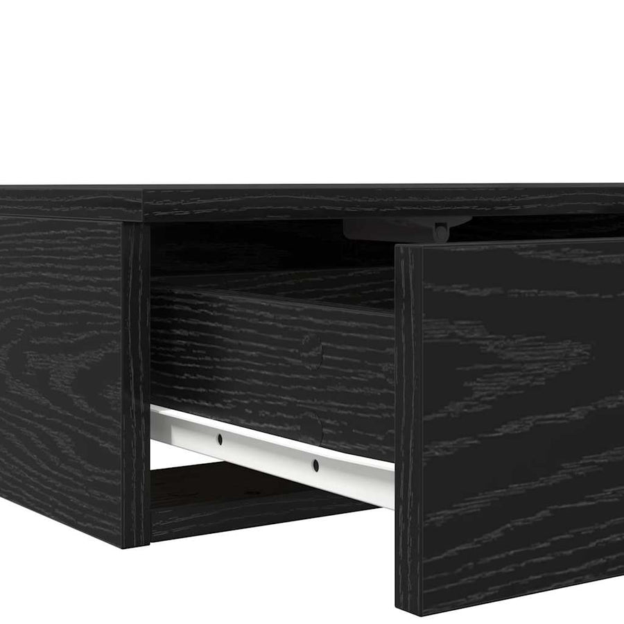 Bedlades met lade Zwart Eiken 80 x 36,5 x 16,5 cm Bewerkt hout