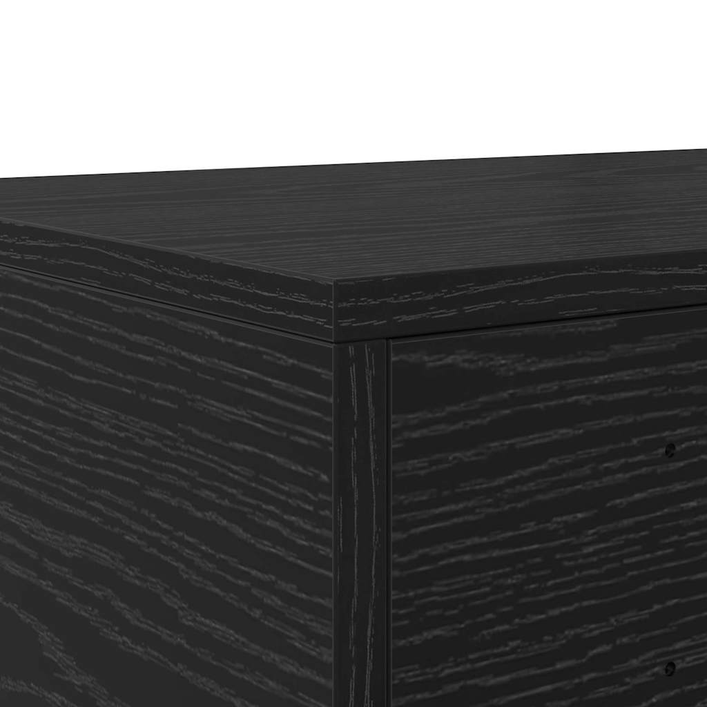 Bedlades met lade Zwart Eiken 80 x 36,5 x 16,5 cm Bewerkt hout