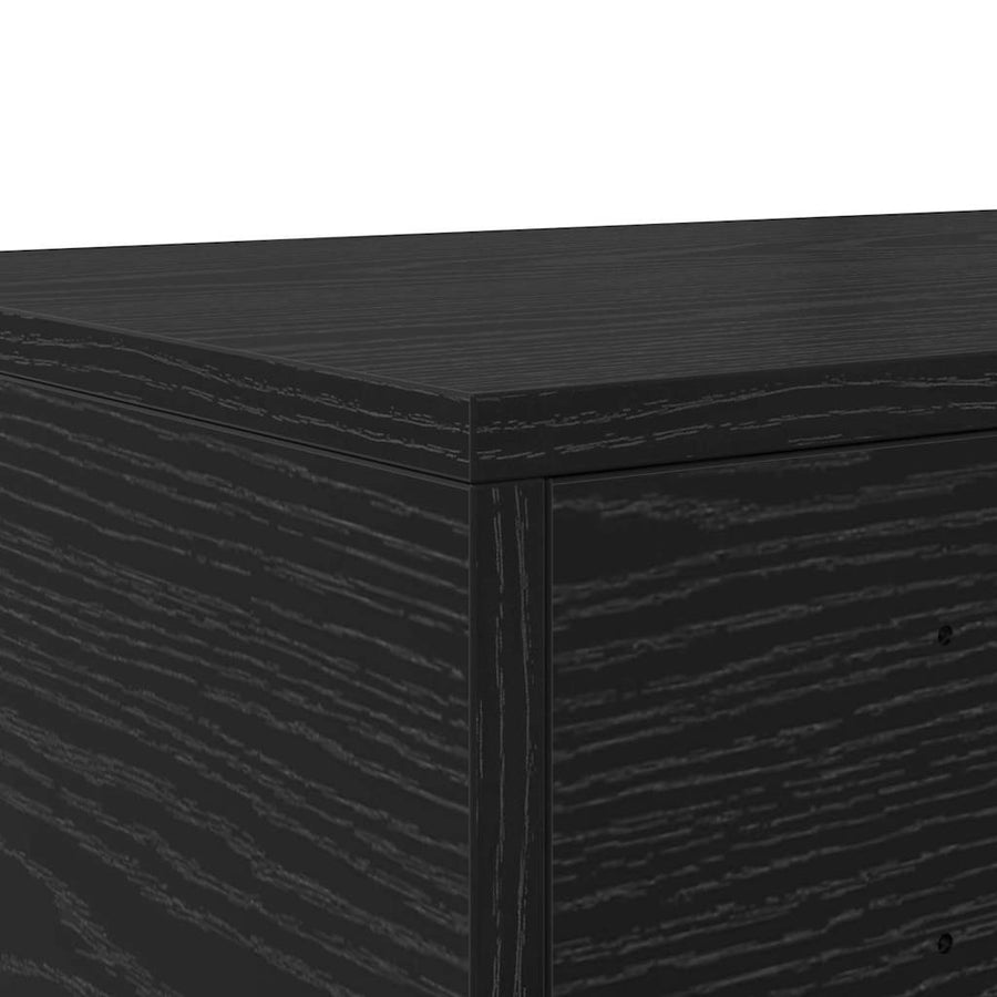 Bedlades met lade Zwart Eiken 80 x 36,5 x 16,5 cm Bewerkt hout