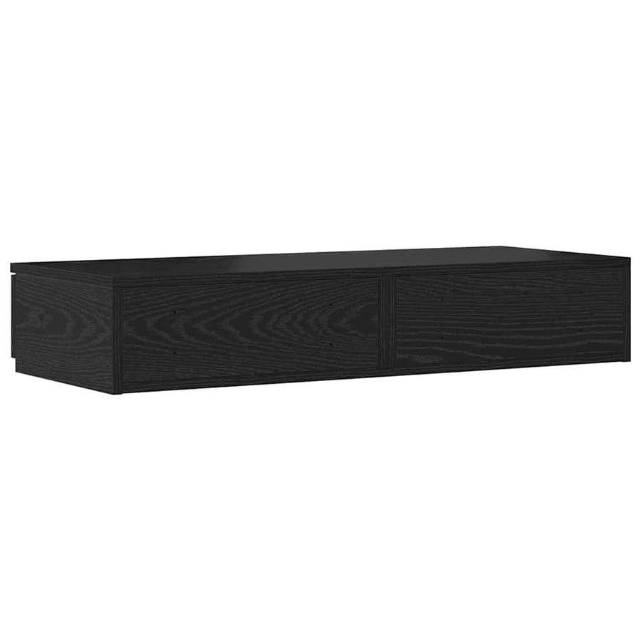 Bedlades met lade Zwart Eiken 80 x 36,5 x 16,5 cm Bewerkt hout