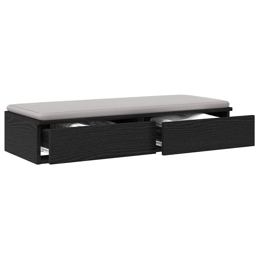 Bedlades met lade Zwart Eiken 80 x 36,5 x 16,5 cm Bewerkt hout
