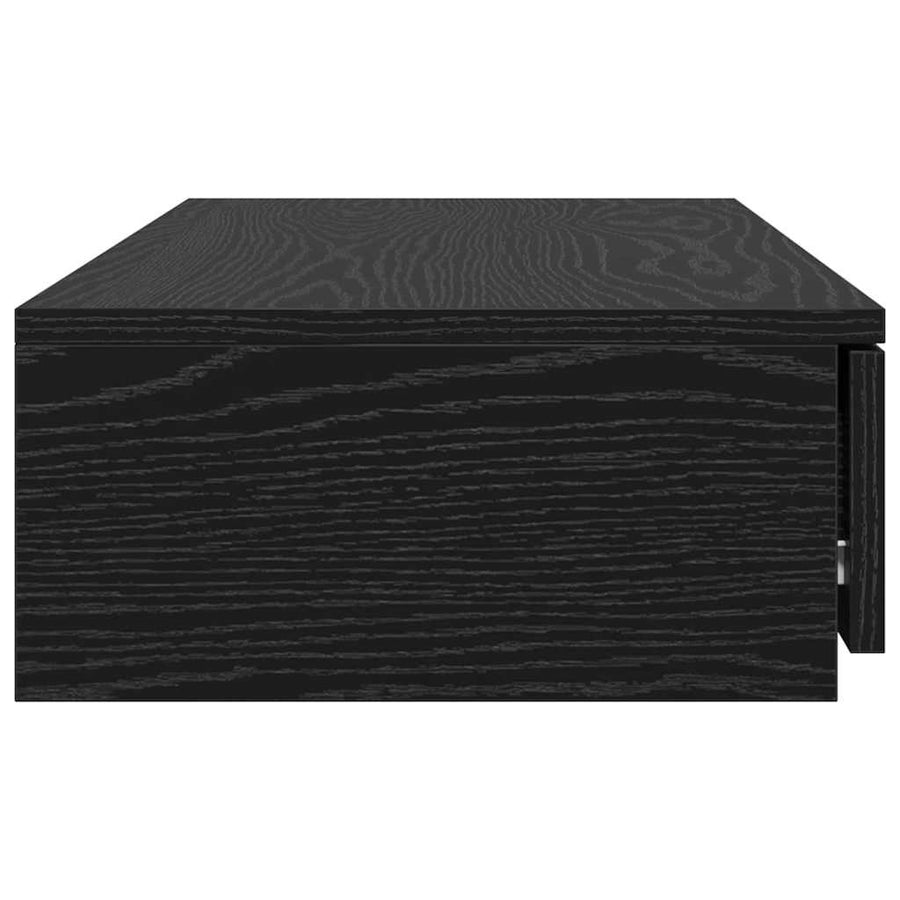 Bedlades met lade Zwart Eiken 80 x 36,5 x 16,5 cm Bewerkt hout