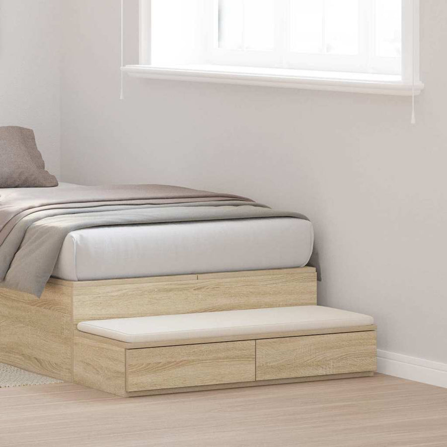 Bedlades Met Lade Bewerkt Hout 90 x 36,5 x 16,5 cm