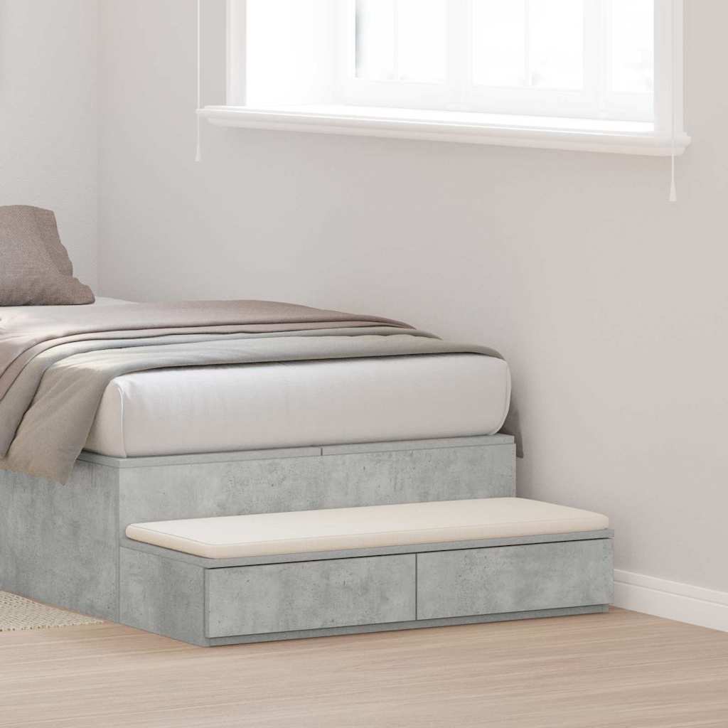 Bedlades met lade Beton Grijs 90 x 36,5 x 16,5 cm Bewerkt hout