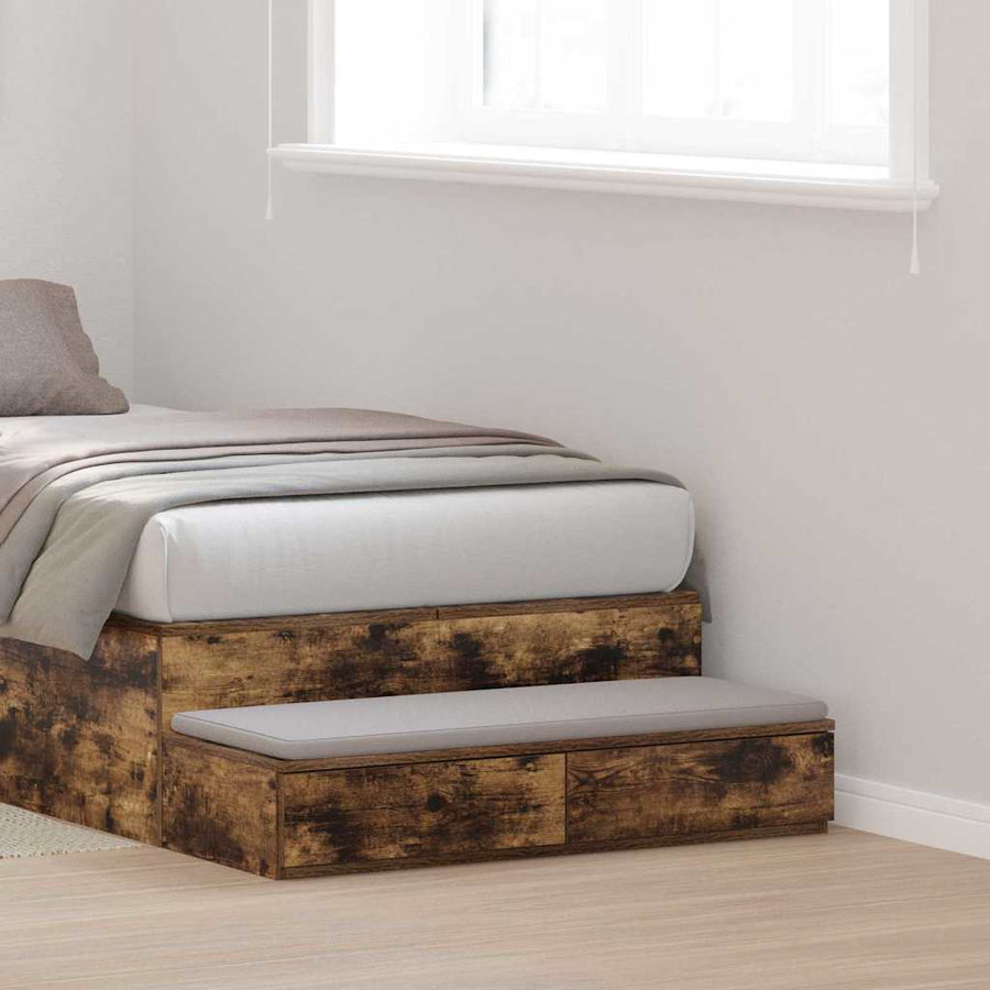 Bedlades Gerookt eiken 90 x 36,5 x 16,5 cm Bewerkt hout