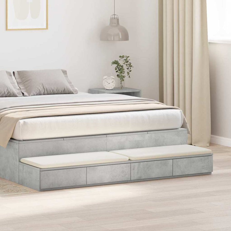 Bedlades met lade Beton Grijs 150 x 36,5 x 16,5 cm Bewerkt hout
