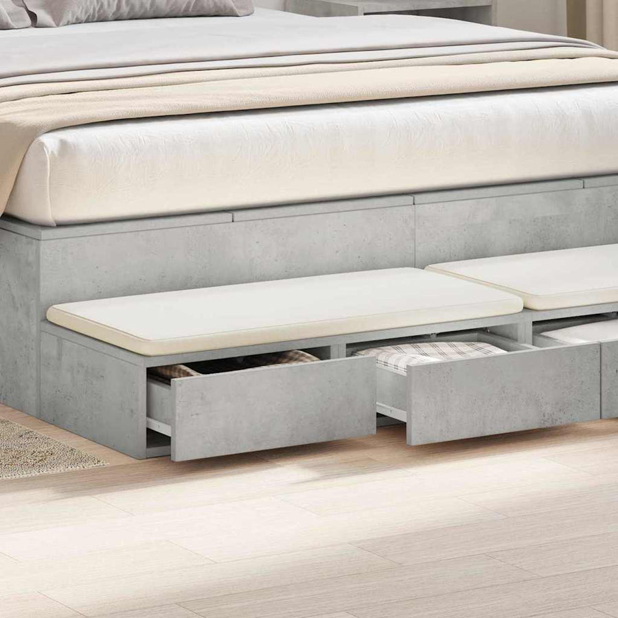 Bedlades met lade Beton Grijs 150 x 36,5 x 16,5 cm Bewerkt hout