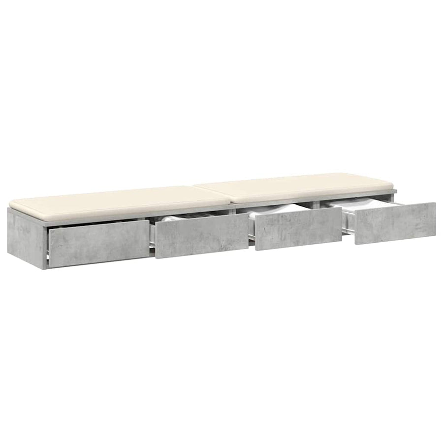 Bedlades met lade Beton Grijs 150 x 36,5 x 16,5 cm Bewerkt hout
