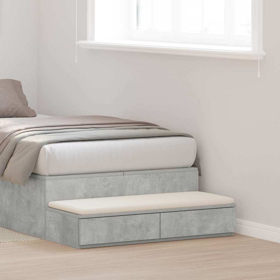 Bedlades met lade Beton Grijs 75 x 36,5 x 16,5 cm Bewerkt hout