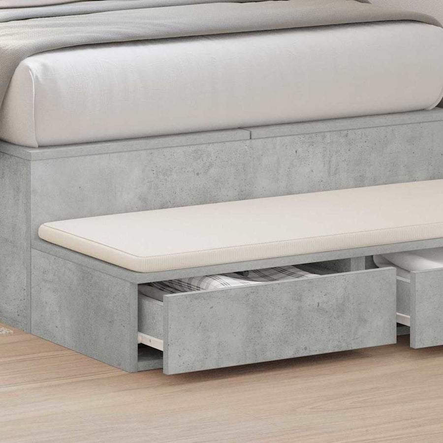 Bedlades met lade Beton Grijs 75 x 36,5 x 16,5 cm Bewerkt hout