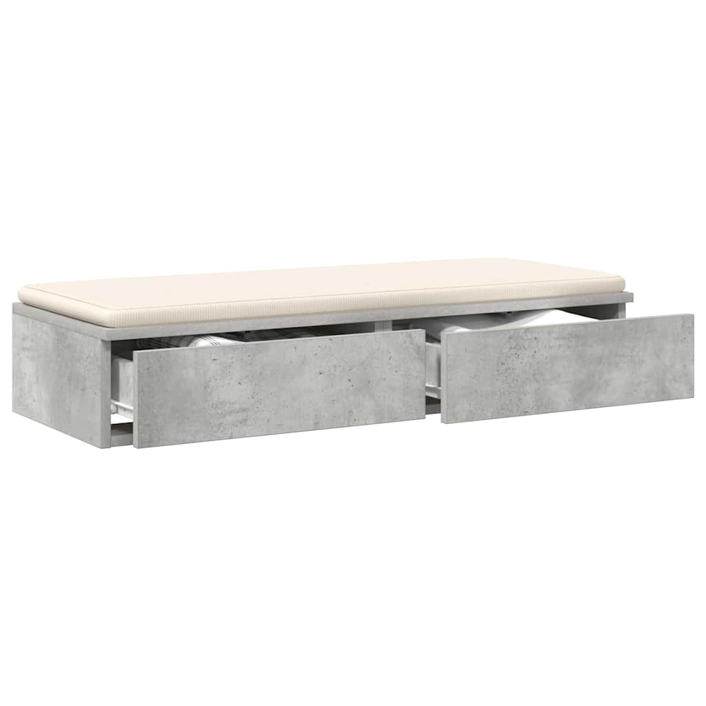 Bedlades met lade Beton Grijs 75 x 36,5 x 16,5 cm Bewerkt hout