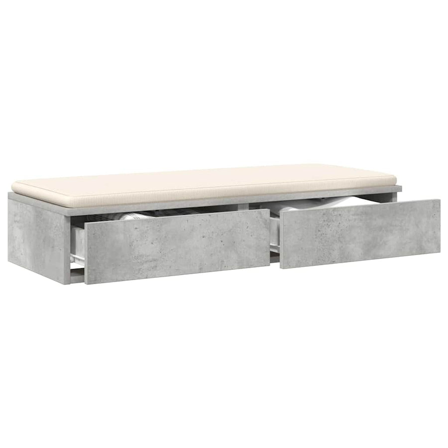 Bedlades met lade Beton Grijs 75 x 36,5 x 16,5 cm Bewerkt hout
