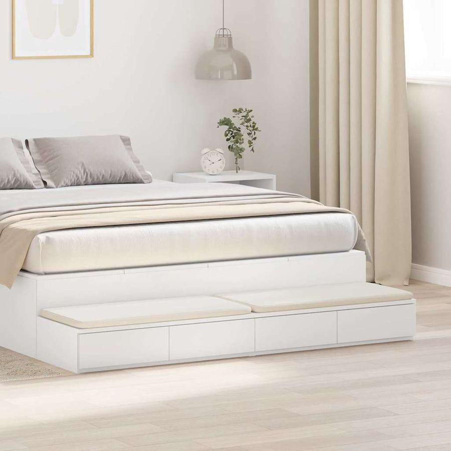 Bedlades met lade Wit 160 x 36,5 x 16,5 cm Bewerkt hout
