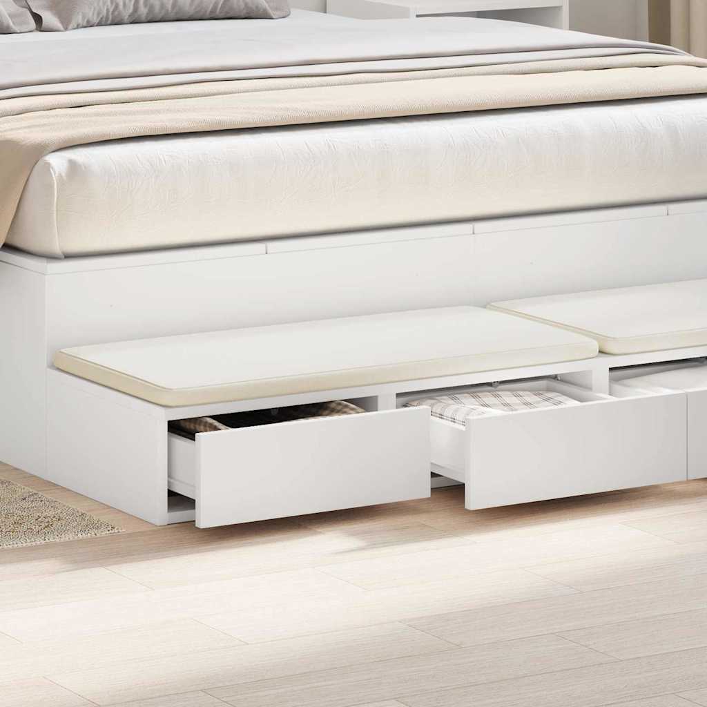 Bedlades met lade Wit 160 x 36,5 x 16,5 cm Bewerkt hout