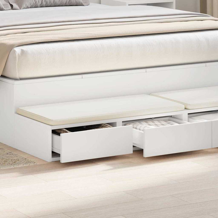 Bedlades met lade Wit 160 x 36,5 x 16,5 cm Bewerkt hout