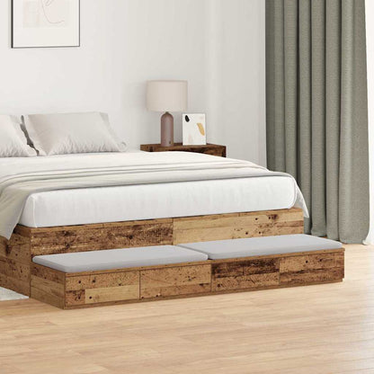 Bedlades Met Lade Oudhout Bewerkt Hout 160 x 36,5 x 16,5 cm