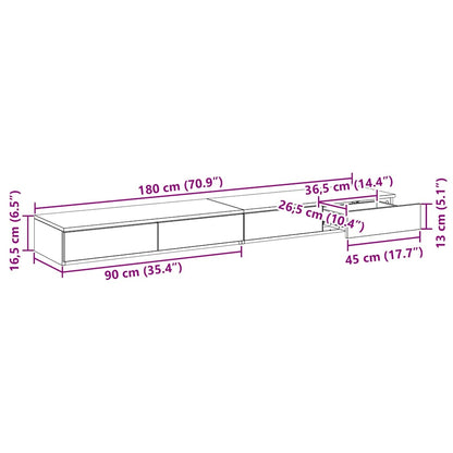 Bedlades met lade Wit 180 x 36,5 x 16,5 cm Bewerkt hout