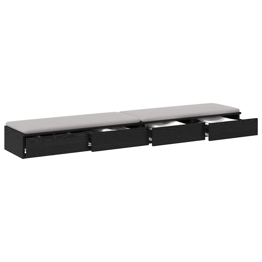 Bedlades met lade Zwart Eiken 180 x 36,5 x 16,5 cm Bewerkt hout