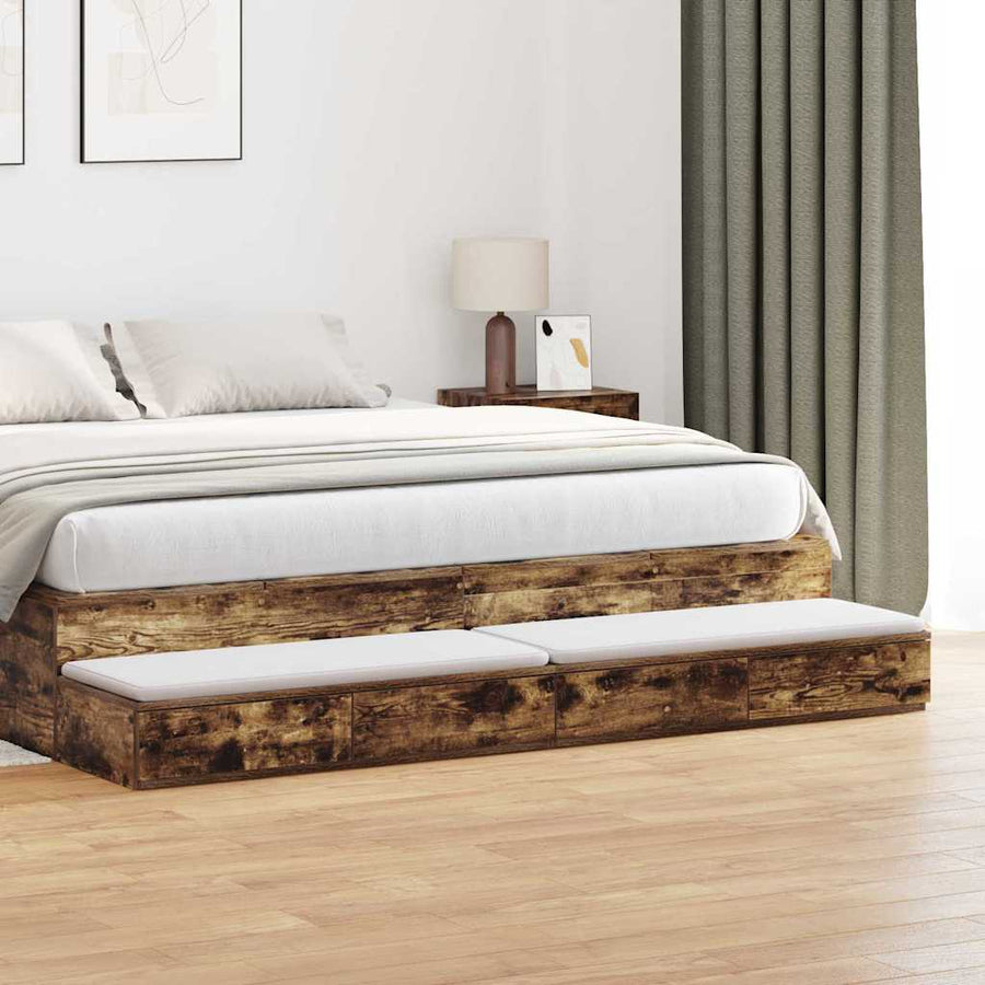 Bedlades Gerookt eiken 180 x 36,5 x 16,5 cm Bewerkt hout