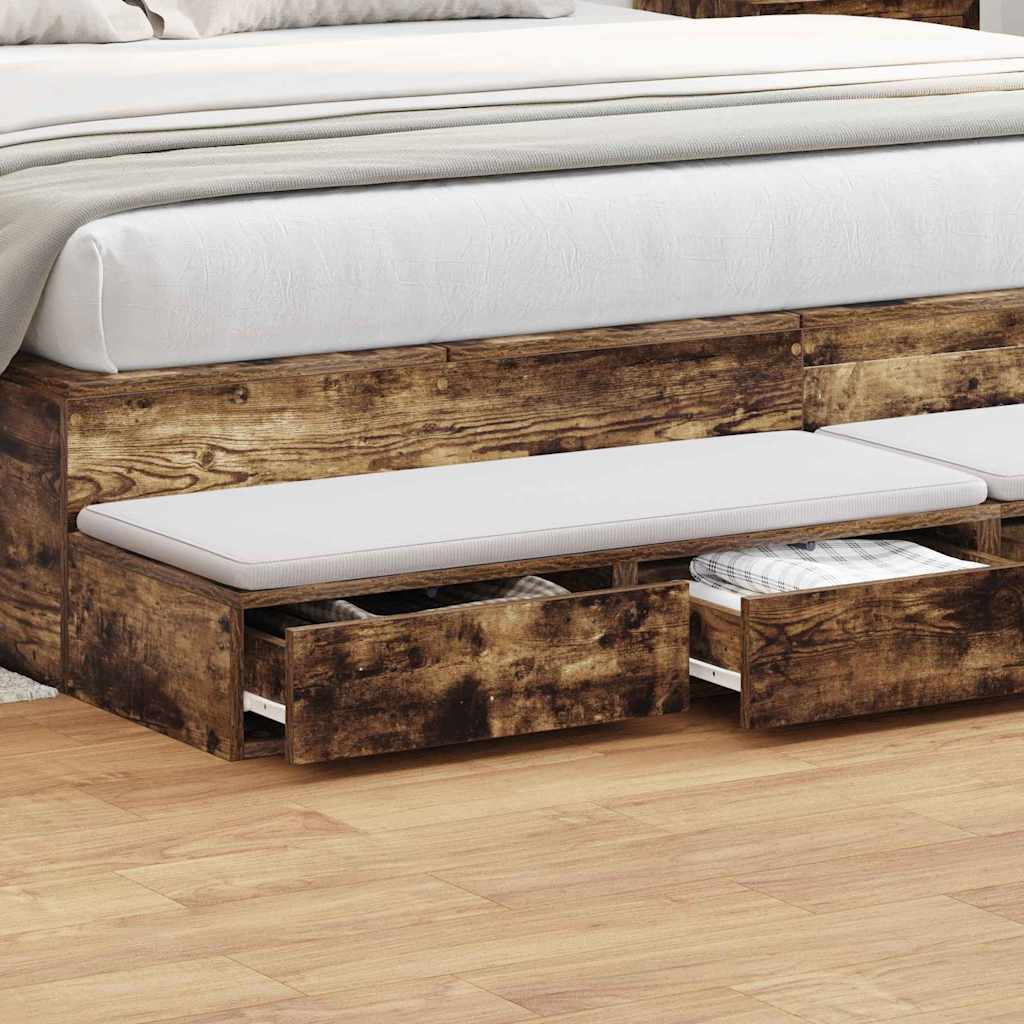Bedlades Gerookt eiken 180 x 36,5 x 16,5 cm Bewerkt hout