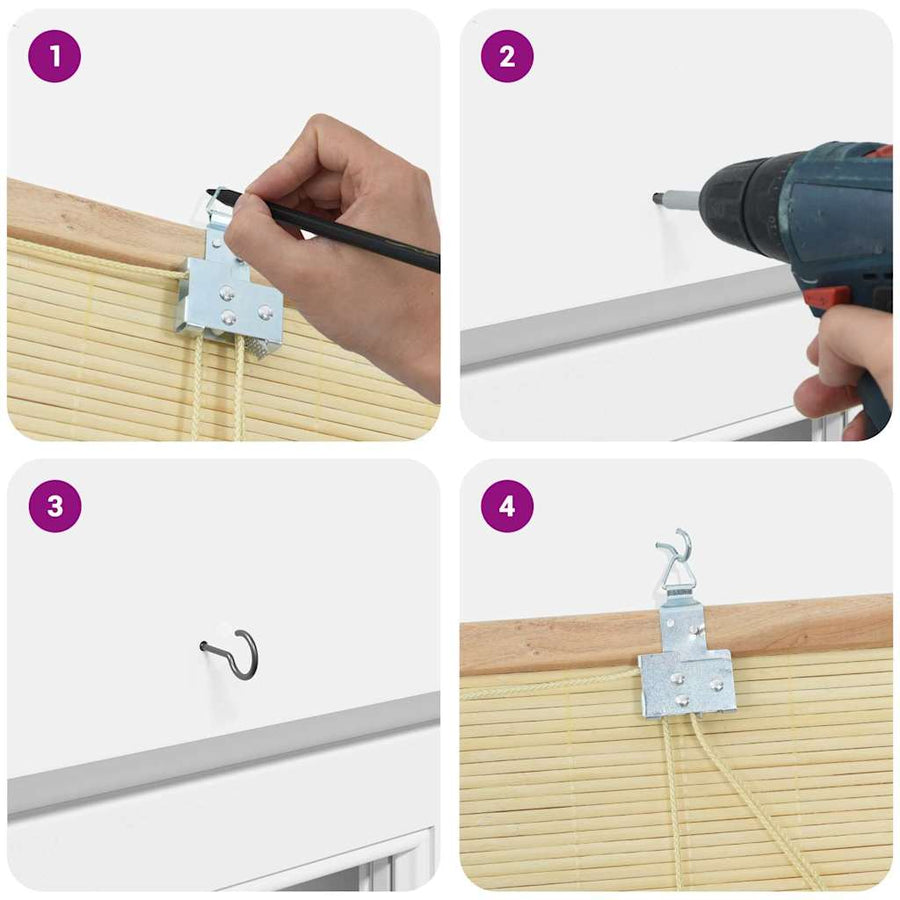 Raambuiten & Gordijnen Naturel 140 x 160 cm Bamboe