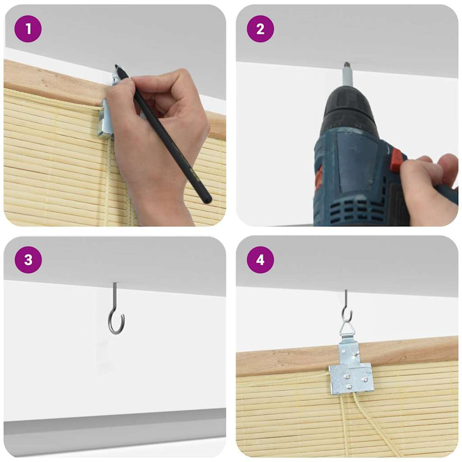 Raambuiten & Gordijnen Naturel 150 x 220 cm Bamboe