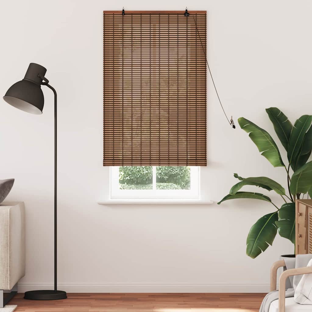 Rolgordijn met gordijnen Bruin 90 x 220 cm Bamboe