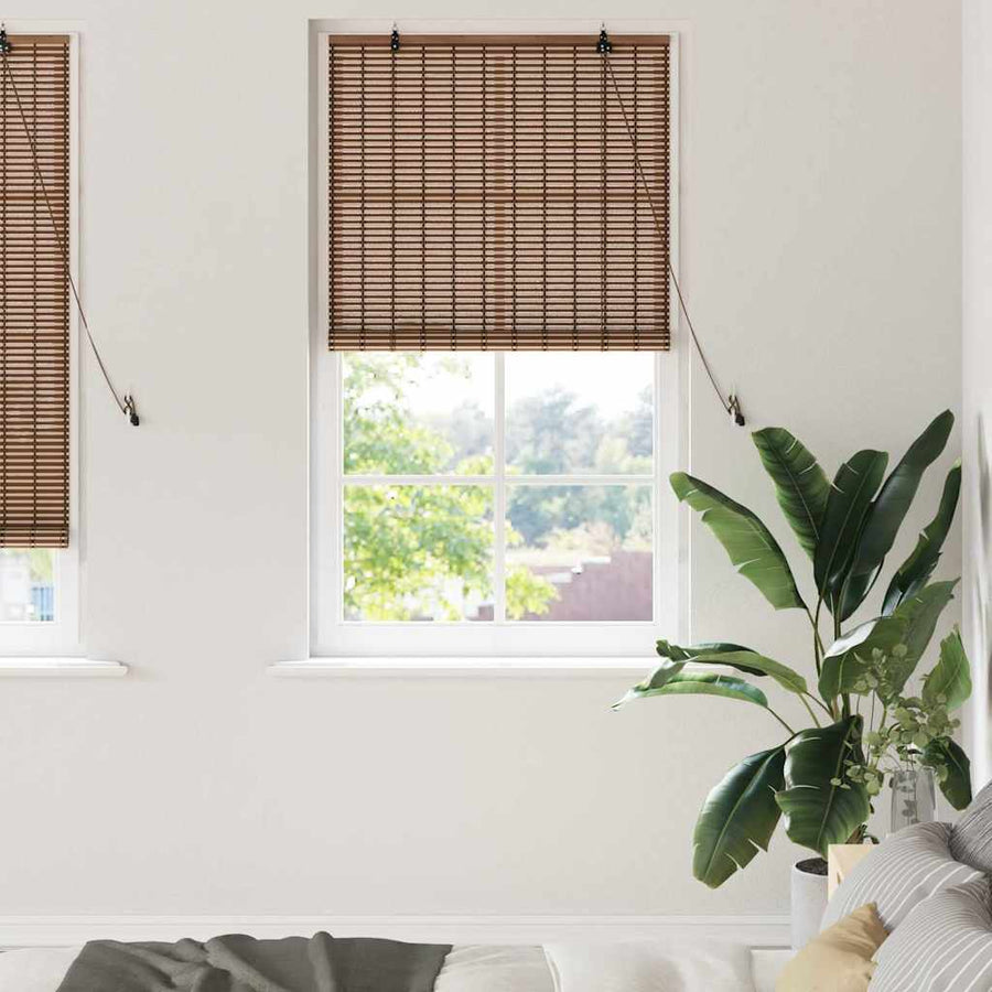 Raambuiten & Gordijnen met gordijnen Bruin 100 x 220 cm Bamboe